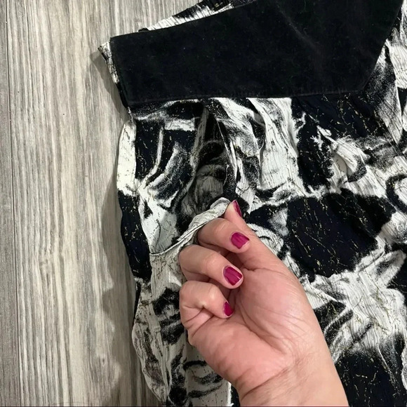 Vtg black and white floral women palazzo Wide leg pants - Picture 4 of 10